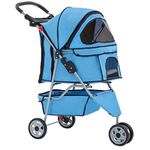 BestPet 3 Wheel Dog Pet Stroller Cat Dog Carrier Stroller Travel Folding Carrier T13 Blue