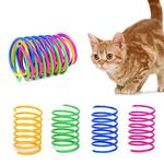 Chingde Spring Cat Toys, 48 Pcs Pet Colorful Springs Spiral Springs Plastic Kitten Toys for Swatting Biting Hunting Kitten Chew Toys