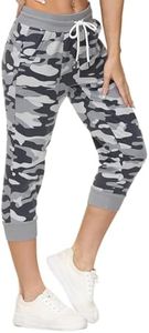 SPECIALMAGIC Women's Sweatpants Cropped Jogger French Terry Running Pants Lounge Loose Fit Drawstring Waist with Side Pockets Camouflage Grey XXL