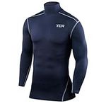 TCA Men Long Sleeve Compression Shirt, Athletic Workout Sports Undershirt Base Layer Top - Navy, M