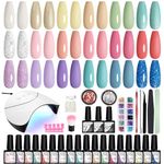 VANREESA Gel Nail Kit, 18 Colours Gel Nail Polish Set with Lamp Starter Kit Pink Blue Green Purple Gel Polish Set Gel Nail Polish Kit with Base and Top Coat Nail Art Set Gifts for Women