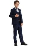 A&J DESIGN Boys Suit, Formal Wedding Tuxedo Kid Performance Blazer Clothing Set, Navy, 10 Years