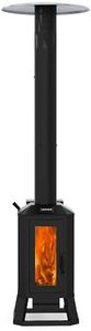 70,000 BTU Wood Pellet Outdoor Patio Heater with Glass Viewing Window – Pellet Heaters for Outdoor Use, Home, Gardens & Commercial - Portable with Wheels – Black