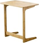 Zoopolyn Tv Tray Table Bamboo Tv Dinner Table C Shaped end table for Sofa Couch Laptop Living Room Bedroom Natural