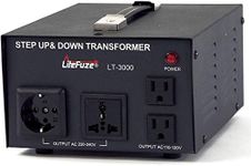 LiteFuze LT-3000 3000 Watt Voltage Converter Transformer - Step Up/Down - 110V/220V - Circuit Breaker Protection