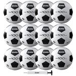 Franklin Sports Soccer Balls - Size 5 F-100 Soccer Balls - Youth Soccer Balls - 12 Pack Bulk Soccer Balls with Pump White, 30206X