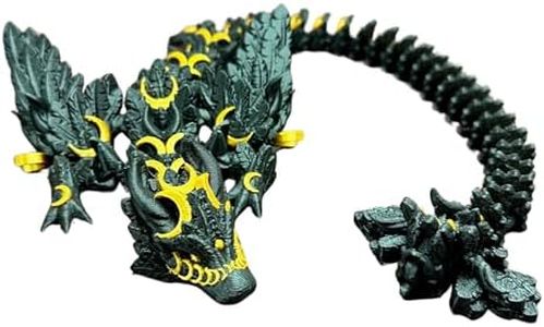 Articulating 3D Printed Lunar Dragon with Lunar Moon Design, Movable and Posable Lunar Dragon 3D Printed - Black and Gold