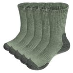 YUEDGE Mens Cushioned Crew Socks Moisture Wicking Comfort Work Socks Performance Training Athletic Socks Casual Walking Sports Socks Army Green Socks For Men Size 9-12, Multipack, 5 Pairs