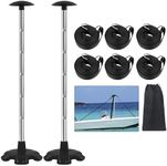 Boat Cover Support Poles,Height Adjustable Stainless Steel Support Pole with Anti-Slip Rubber Base,Black Boat Cover Support Poles to Prevent Rain/Snow Accumulation,Included Webbing Strap(2 Pack)