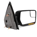 SCITOO fit for Ford for F150 Towing Mirror with Puddle Lights Black Rear View Mirror fit 2004-2014 for Ford for F150 with Reflector Turn Signal Power Control Heated Manual Folding(Passenger Side)