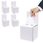 5 Pack Raffle Boxes, Donation Ballot Boxes with Slot & Removable Header, Cardboard Charity Box for Fundraising Tickets Suggestion Collecting Business Card Voting Contest(5.9'' x 5.9'' x 5.9'', White)