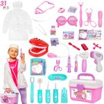 Gifts2U Doctor Set for Kid Girl Toy Doctor Kit Pretend Play Toys Dentist Medical Role Play Educational Toy with Doctor Costume Playset for 3 4 5 Year Old Children