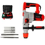 Rotary Hammer Drill 2200W Hammer Drilling Chiseling Electric Demolition Jack Hammer Concrete Drill Breaker Chisels Kit 0-930 r/min