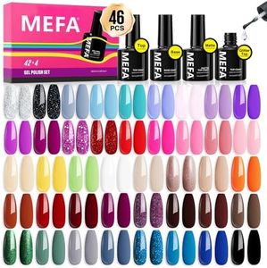 MEFA Smalto Semipermanente Unghie, 46PCS Kit Semipermanente Unghie con Base Coat e Glossy & Matt Top Coat, Smalto per Unghie in Gel UV LED Professionali Kit