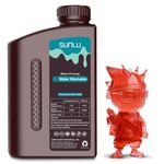 SUNLU Water Washable Resin 1000g, Fast Curing 3D Printer Resin for LCD DLP SLA 3D Printers, 395 to 405nm UV Curing 3D Printing Liquid Photopolymer Resin, Low Shrinkage High Precision, 1kg, Clear Red