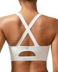 RUNNING GIRL White Sports Bras for Women,Crisscross Back High Support Sports Bra with Molded Cups(3027_White_L)