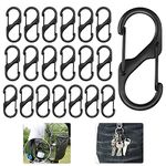 GOLRISEN Keyring Clip,Carabiner Keyring Clip,20 Pieces S Carabiner Key Chain,Dual Spring Opening Carabiner Double Spring Key Chain,Black Buckle Carabiner for Outdoor Hiking,Fishing,Camping,Traveling