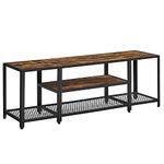 VASAGLE 3-Tier TV Stand for TVs up to 65 Inches, 147 cm TV Unit with Open Storage Shelves, Industrial TV Cabinet, for Living Room, Entertainment Center, Bedroom, Rustic Brown and Black LTV097B01