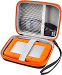 Case Compatible with LaCie Rugged Mini 1TB/ 2TB/ 4TB/ 5TB External Hard Drive Portable HDD, Storage Holder for Hard Drives for Mac and PC Computer & USB 3.0 2.0 Cable SD Cards (Orange)