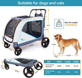 Ownpets X-Large Pet Stroller – Blue, Heavy-Duty for Large Pets
