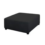 PureFit Super Stretch Form Fit Square Ottoman Cover Rectangle - Ottoman Slipcovers for Foot Stool & Folding Storage Furniture for Living Room with Nonslip Elastic Bottom (Medium-XL, Black)