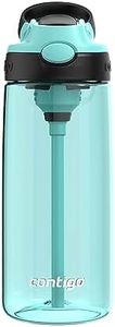 Contigo Aubrey Kids Cleanable Water Bottle with Silicone Straw and Spill-Proof Lid, Dishwasher Safe, 20oz 2-Pack, Jade/Licorice & Juniper/Jade