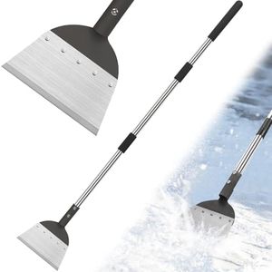 Multifunctional Flat Shovel, Snow Shovel for Driveway, Heavy Duty Floor Ice Scraper Cleaning Shovel with Long Stainless Steel Handle, Garden Weed Spade Shovel for Digging, Lawn Edging, Ice Remove