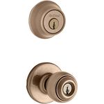 Kwikset 690P 5 CP Single Cylinder Deadbolt Combo Pack with Polo Entry Knob in Antique Brass