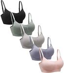 Suekaphin 5PACK Nursing Bra Wireless Bra Women's Sleeping Maternity Bra Breastfeeding Bra, Sort Rib-a, XXL