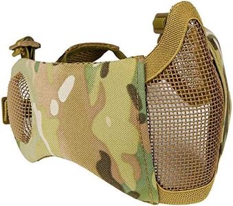 AOUTACC Airsoft Mesh Mask, Half Face Mesh Masks with Ear Protection for CS/Hunting/Paintball/Shooting (Mesh Ear, MC09)