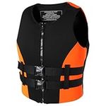 Gavilion Adult Lifejacket, Neoprene Buoyancy Aid Swimming Life Jacket, Life Vest Floatation Vest for Kayak Fishing Surfing Water Sports,Orange,3XL