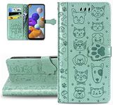 Huawei P Smart 2019 / Honor 10 Lite Phone Case Huawei P Smart 2019 Cover,Cute Cat Dog Embossed PU Leather Flip Notebook Wallet Case Magnetic Stand Card Slot Case for Huawei P Smart 2019,SD Cat Green