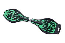 Yetli® Wave Board | Caster Board | Ripstick | Skate Board 30 X 9 Inch with Carry Bag & 80mm Illuminating PU Wheels with 100KG Capacity (Multi Colour and Multi Design) (Green waveboard)