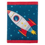 Stephen Joseph, Kids Unisex Wallet, Toddler Wallet for Boys and Girls with Applique Designs, Screen Printed Wallet with Zippered Coin Pocket, Dark Blue Space, One Size, Dark Blue Space