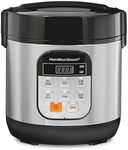 Hamilton Beach Digital Programmable Rice Cooker & Food Steamer, with Slow Hard-Boiled Egg Functions, Egg/Steam Tray, Small & Compact, 6 Cups Cooked (3 Uncooked), Stainless Steel (37524MN)