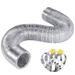 Steelsoft Heavy Duty Flexible Dryer Vent Duct Hose 4 inch 25 Feet Extra Long,Extra Thick Aluminum Foil Grow Tent Exhaust Fan Ducting with 4 Clamps