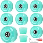 Nezylaf 8 Pack 32 x 58, 82A Quad Roller Skate Wheels with Bearing Installed and 2 Toe Stoppers for Double Row Skating,Replacment Accessories Suitable for Outdoor or Indoor