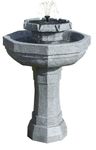 Primrose 75cm Solar Powered Castille Bird Bath Outdoor Garden Water Feature with LED Lights & Battery Backup