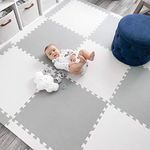 MyBlissBaby Baby Play Mat Tiles Extra Large Thick Foam Floor Puzzle Mat Interlocking Playmat for Infants Toddlers Kids Babies Crawling Tummy Time Grey and White