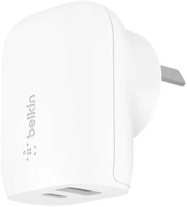 Belkin 37W USB Type C PPS PD Dual Port Wall Phone Charger, Power Delivery 25W USB C Port and 12W USB A Port for Fast Charging Galaxy S21, Ultra, Plus, Note 20, iPhone and More