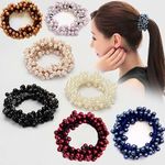 Samyak 6 Pcs Pearl Hair Ties Ponytail Holders For Women & Girls, Imitation Pearl Hair Accessories