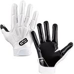 Grip Boost Raptor Adult Padded Hybrid Football Gloves (White, Adult Medium)