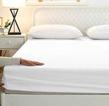 BALAJI EXPORT- 100% Cotton 600TC Elastic Fitted Bedsheet with 2 Pillow Cover- All Around Elastic 10 Inch Deep Pocket Premium Fitted Sheet- Ultra Soft & Easy Care-White Solid,King Size