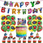 JMOCD 32Pcs Rainbow Friends Party Decorations,Rainbow Plush Friends Party Supplies Included Happy Birthday Banner, Cake Topper, Cupcake Topper, Balloons for Birthday Party,Holiday Party,Party Favor.