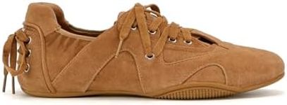 XBKXMK Women's Lace-Up Ballet Sneakers Sneakerina Fashion Ballerina Sneakers Decorative Comfortable Outgoing Ballet Flat Shoes Walking Tennis Casual Shoes Brown