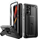 URBANITE Compatible with Samsung Galaxy A53 5G Case, 360° Full Body Protective Shockproof Heavy Duty Cover with Kickstand and HD Screen Protector (Black)