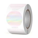 YIKIADA Holographic Thermal Labels Vinyl 38 MM Self-Adhesive Rainbow Direct Dot Stickers Roll Waterproof Printable Circle Decals for QR Code DIY Name Tag Pack of 300