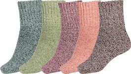 BenSorts Thick Boots Socks Women Warm Cozy Crew Booties Socks for Female Mom Mother Birthday Gifts 5 Pairs Pack Darkgreen Green Pink Rose Red