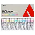 HOLBEIN ACRYLIC GOUACHE Acrylic Gouache (Opaque Acrylic Resin Paint), 0.7 fl oz (20 ml), Pastel Colors, Set of 12 Colors