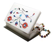 MARBOGLASS India Handicraft White Marble with floral inlay work Trinket Jewelry Box for Multi Purpose Use and Perfect Gifts for Women and Girls. Size - 6 x 4 inch